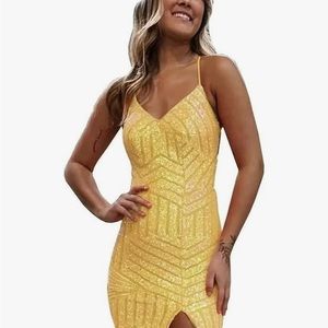 Gold cocktail dress